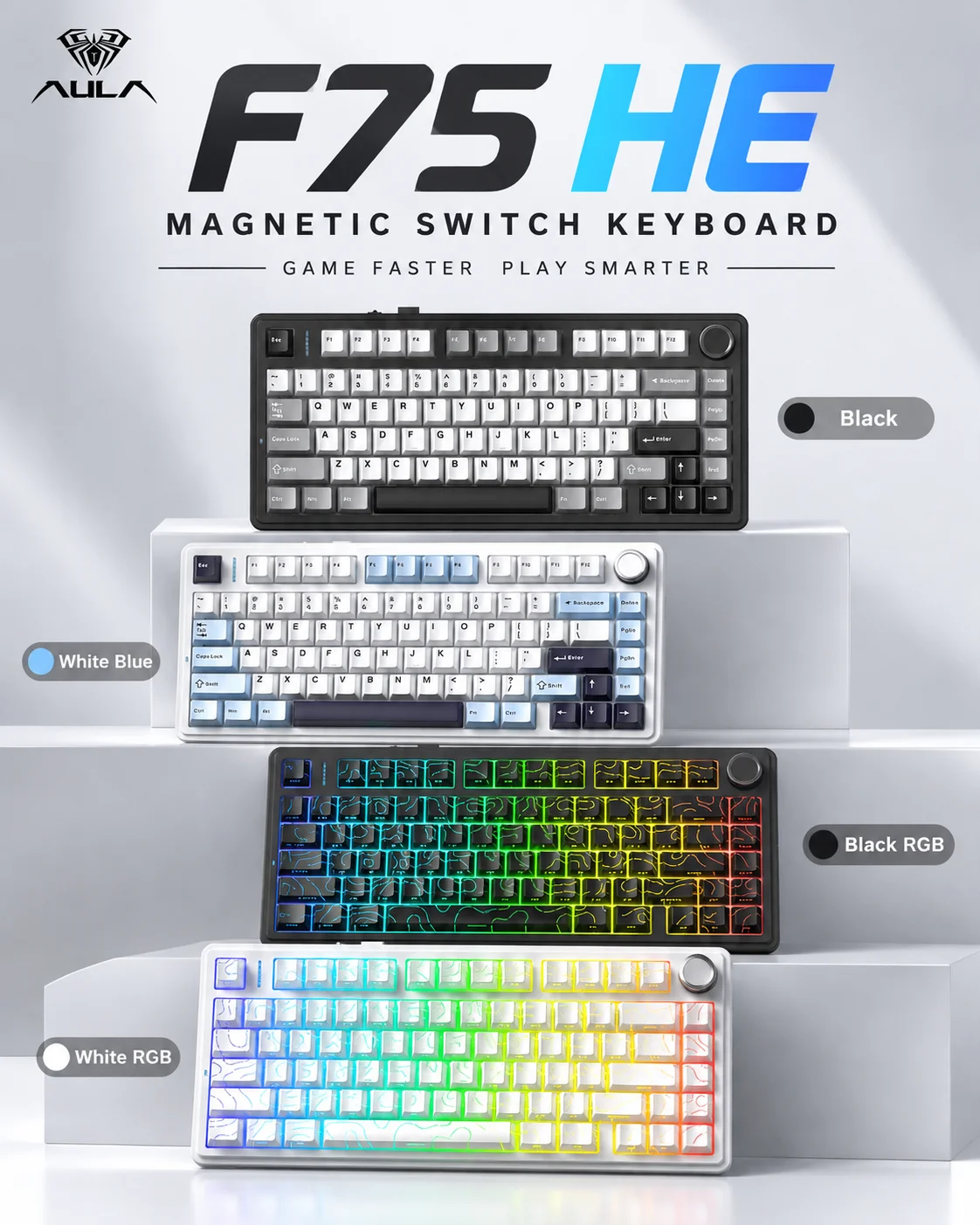 Gaming Keyboard Nearby - AULA F75 HE คีย์บอร์ดแม่เหล็ก 75% คีย์บอร์ดเกมมิ่งแบบกลไก