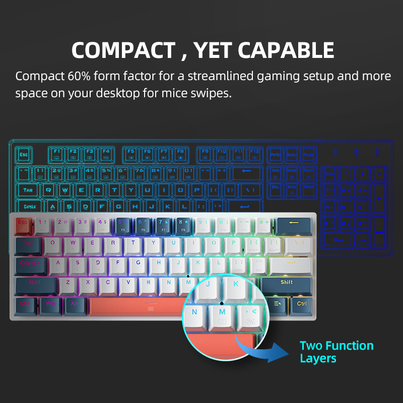 คีย์บอร์ดกลไกขนาดเล็ก Machenik - Keyboard Gaming Blue Switch บทวิจารณ์และราคา